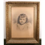 Antique Gold Leaf Frame with Portrait of Girl
