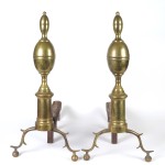 Antique Fireplace Andirons Brass Federal Chippendale Fire Dogs