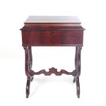 SOLD: Antique Silver Chest Mahogany Empire 19th c Sewing Stand Table Jewelry