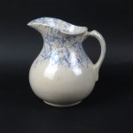 Antique blue spongeware wash pitcher vtg Robinson Ransbottom stoneware