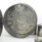 Antique Spice Box Tole Painted Toleware Black Round Primitive Metal 19th c