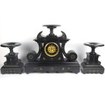 Antique French Clock Garniture Mantel Set Samuel Marti