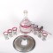 Vintage Decanter Set Pump Shot Glass Cranberry Hazel Atlas Mid Century Liquor