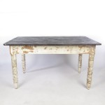 Vintage Farm Table Wooden Rustic Primitive White Paint