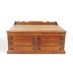 Antique Oak Spool Cabinet Counter Top Lift Top Slant Top Desk