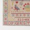 Antique Sampler Needlework Alphabet Numbers Pictorial