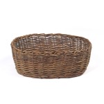 Vintage Woven Stick Basket Large Open Oval Flat Bottom