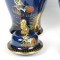 Pair Carlton Ware Vases Vintage England Hand Painted Cobalt Blue Gold Lidded