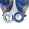 Pair Carlton Ware Vases Vintage England Hand Painted Cobalt Blue Gold Lidded