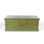 Antique Sea Chest Blanket Box Trunk Pine Green Painted Nautical Motif 18th c