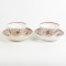 Pair Pink Lusterware Handless Tea Cup and Saucer Set Antique Floral