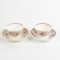 Pair Pink Lusterware Handless Tea Cup and Saucer Set Antique Floral
