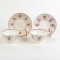 Pair Pink Lusterware Handless Tea Cup and Saucer Set Antique Floral
