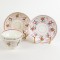 Pair Pink Lusterware Handless Tea Cup and Saucer Set Antique Floral
