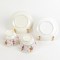 Pair Pink Lusterware Handless Tea Cup and Saucer Set Antique Floral