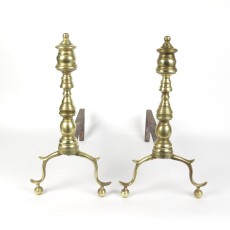 Antique Brass Fireplace Andirons Federal