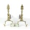 Antique Brass Fireplace Andirons Federal