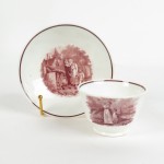 Antique Pink Luster Tea Cup and Saucer Handless Mourning Mothers Grave As Is